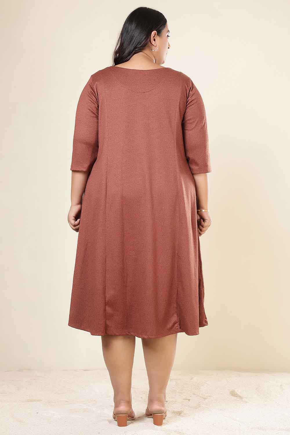 Plus Size Rust A Line SnugWeave™ Dress