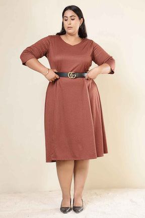 Plus Size Rust A Line SnugWeave™ Dress