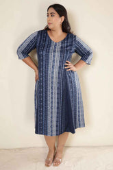 Plus Size Blue Vertical Stripe SnugWeave™ Dress