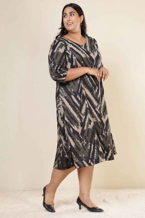 Plus Size Black & Beige Abstract SnugWeave™ Dress