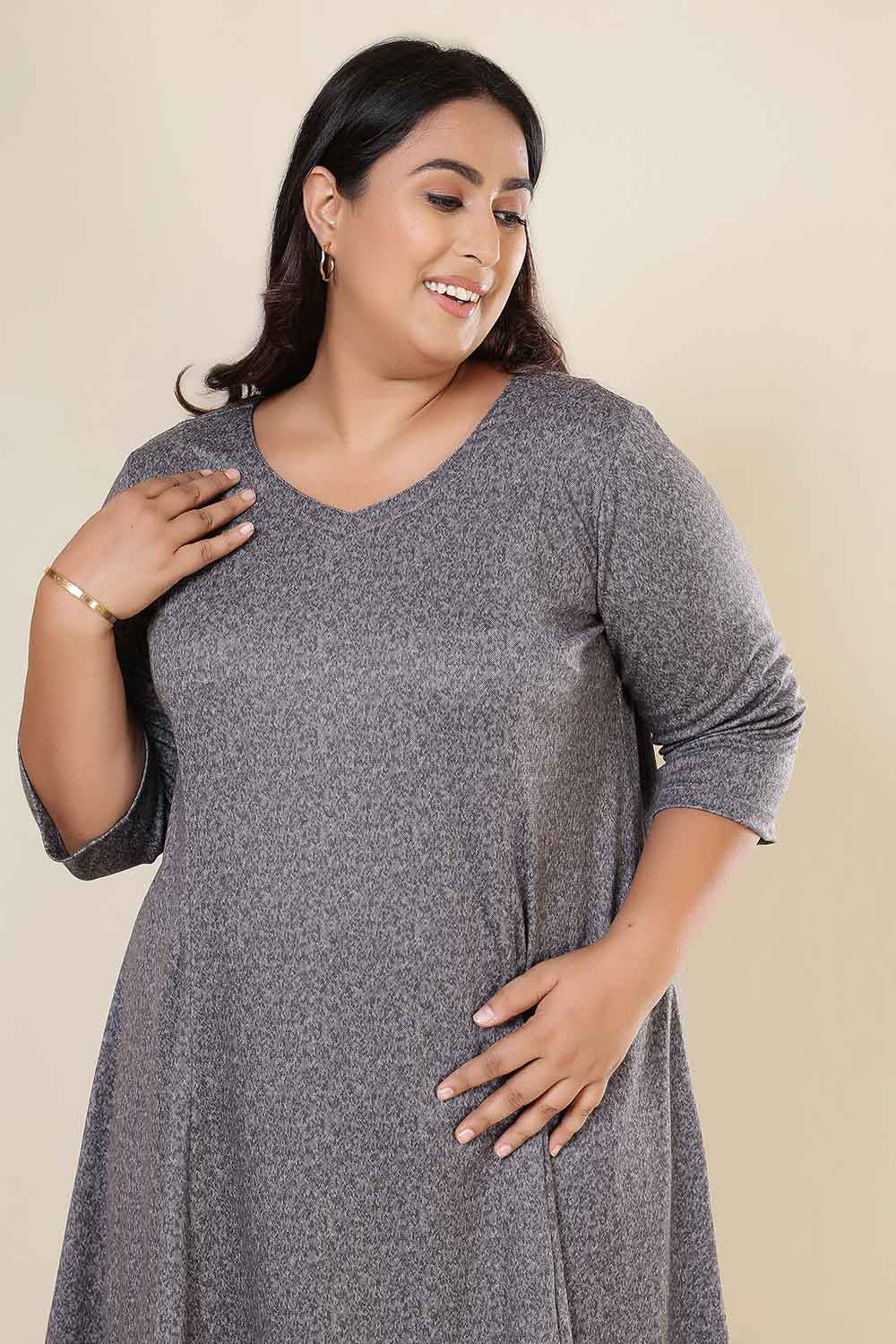 Plus Size Grey Melange SnugWeave™ Dress