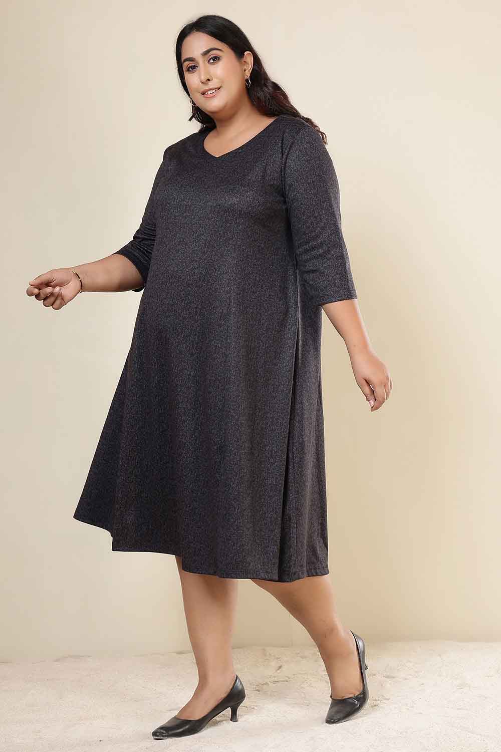 Plus Size Charcoal Grey SnugWeave™ Dress for Women