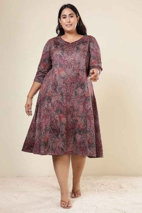 Plus Size Maroon Paisley SnugWeave™ Dress