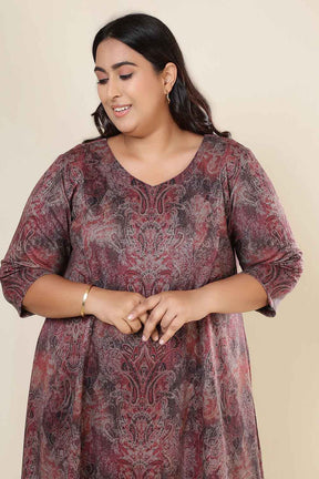 Plus Size Maroon Paisley SnugWeave™ Dress