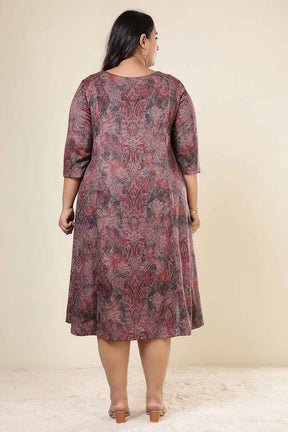 Plus Size Maroon Paisley SnugWeave™ Dress