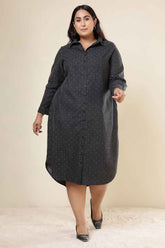 Plus Size Ash Black Denim Cotton Dress