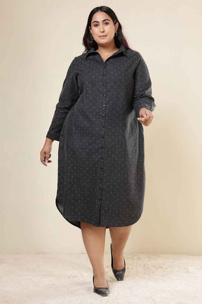 Plus Size Ash Black Denim Cotton Dress