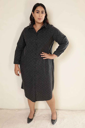 Plus Size Ash Black Denim Cotton Dress
