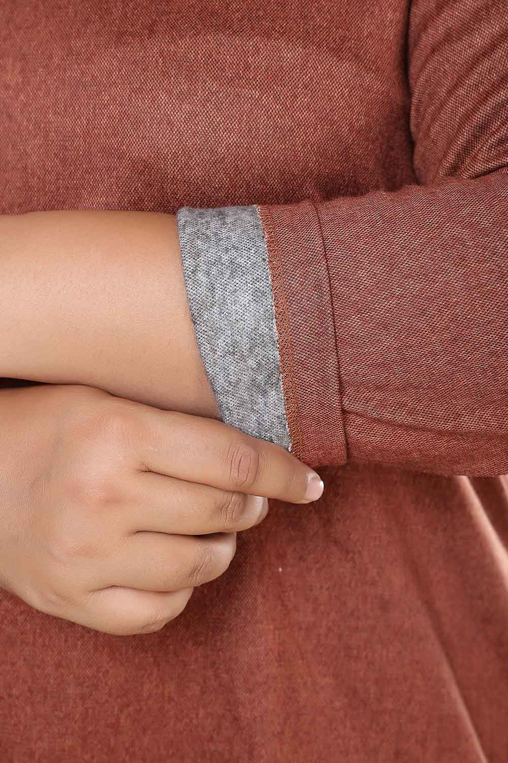 Plus Size Rust V Neck SnugWeave™ Top