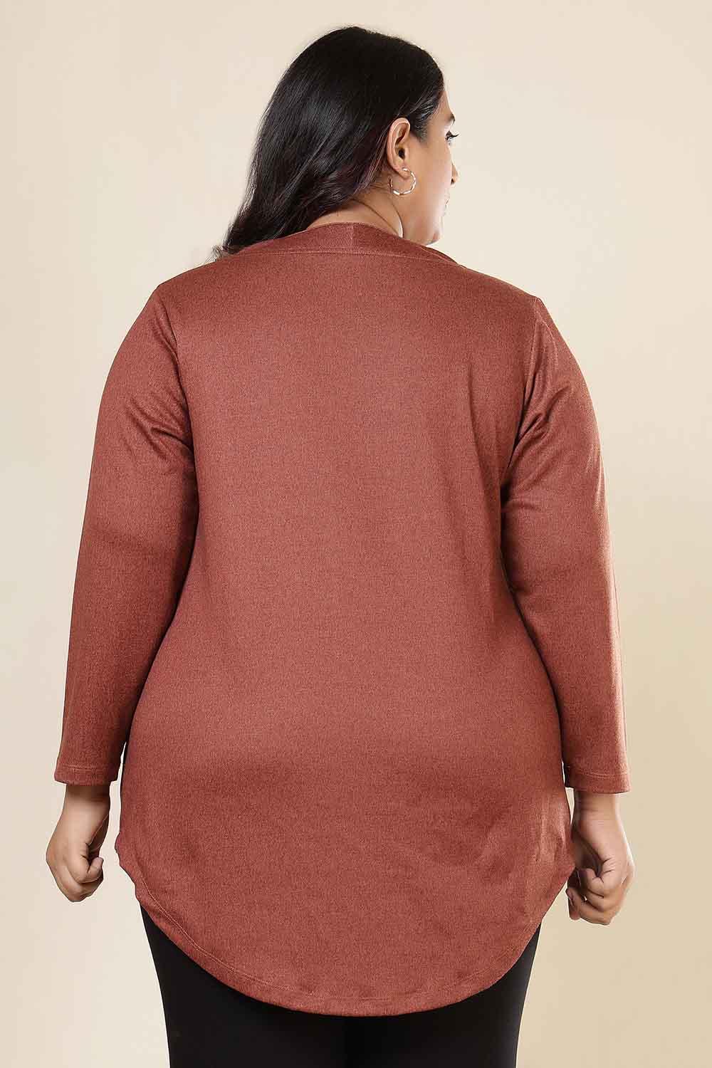 Plus Size Rust V Neck SnugWeave™ Top