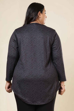 Plus Size Charcoal Grey SnugWeave™ V Neck Top