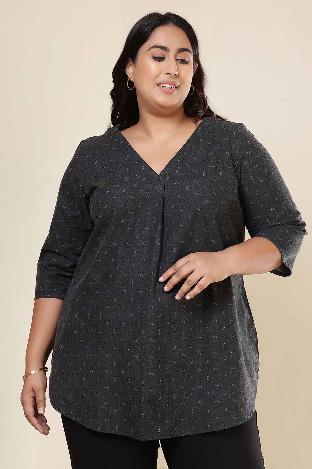 Plus Size Plus Size Ash Black Denim Cotton Top
