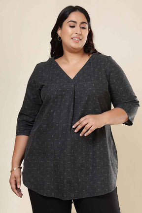 Plus Size Ash Black Denim Cotton Top