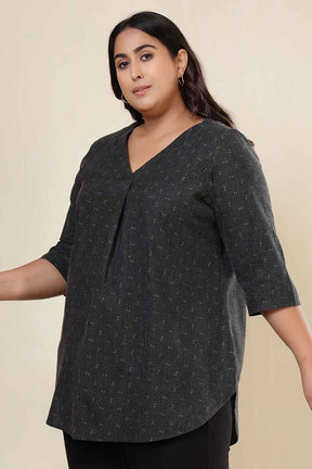 Plus Size Ash Black Denim Cotton Top
