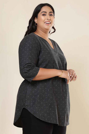 Plus Size Ash Black Denim Cotton Top
