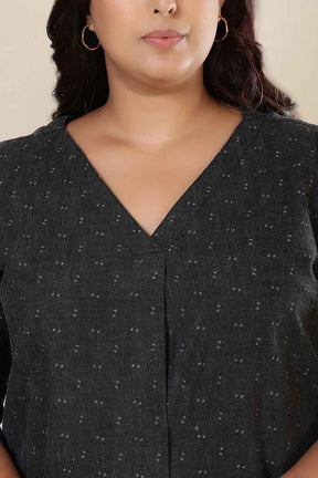 Plus Size Ash Black Denim Cotton Top