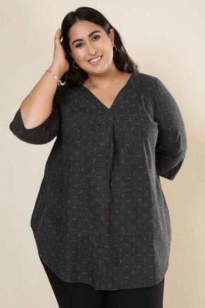 Plus Size Ash Black Denim Cotton Top