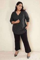 Plus Size Ash Black Denim Cotton Top