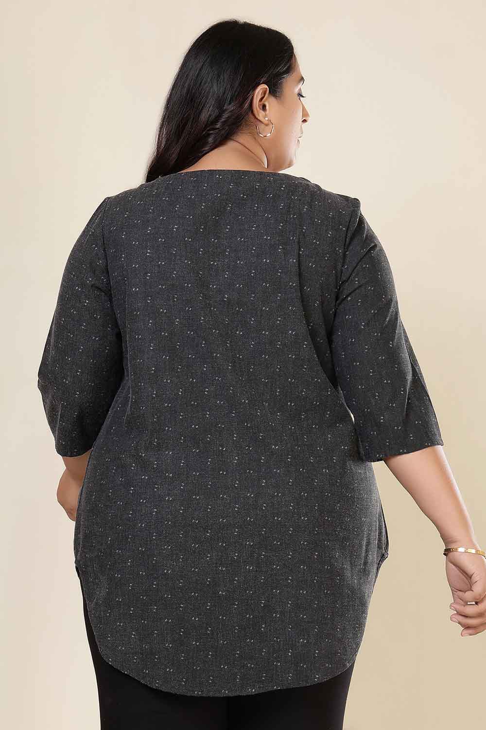 Plus Size Ash Black Denim Cotton Top