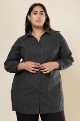 Plus Size Ash Black Denim Cotton Shirt