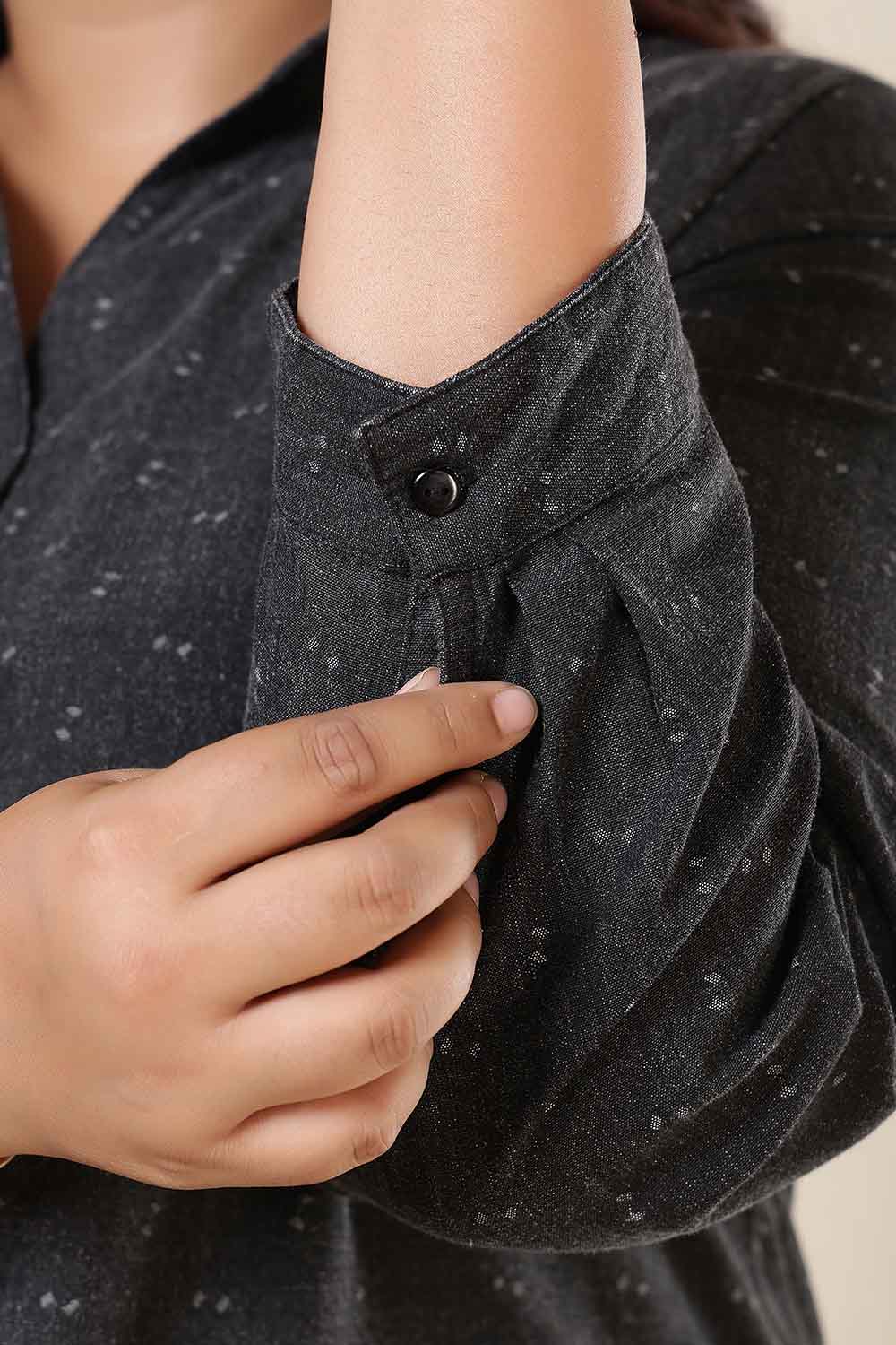 Comfortable Plus Size Ash Black Denim Cotton Shirt