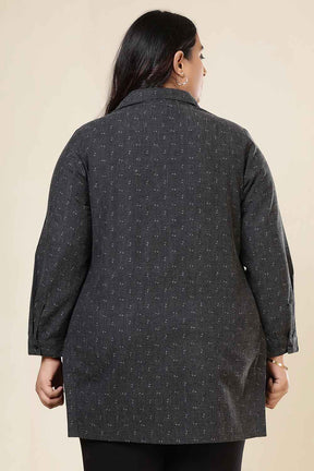 Plus Size Ash Black Denim Cotton Shirt