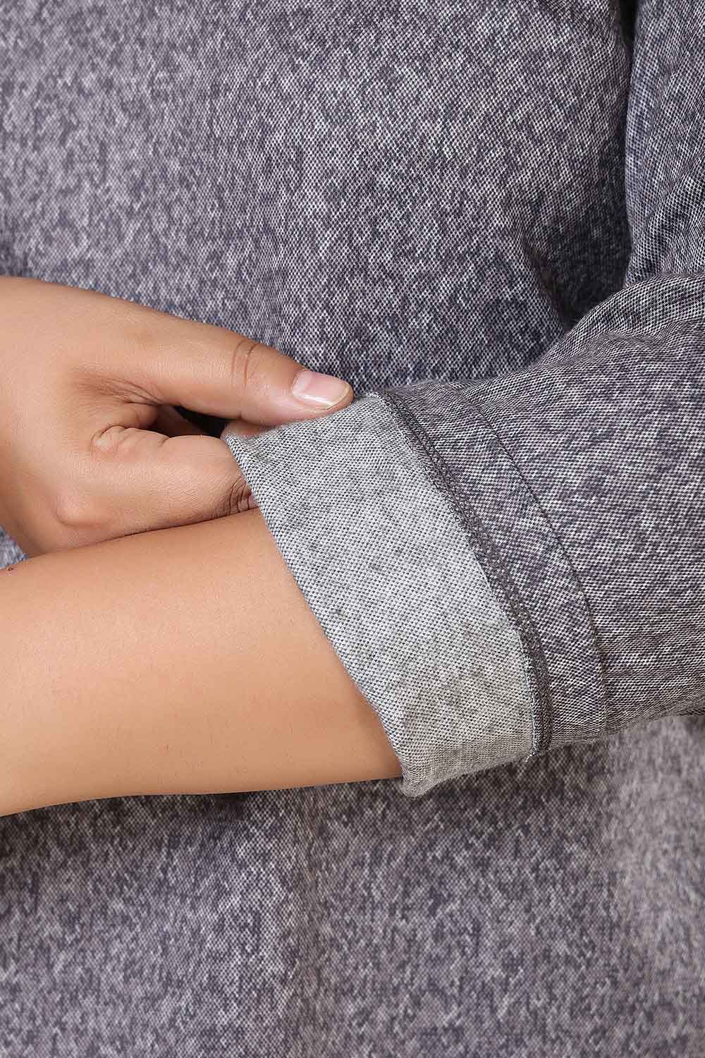 Plus Size Grey Melange SnugWeave™ V Neck Top