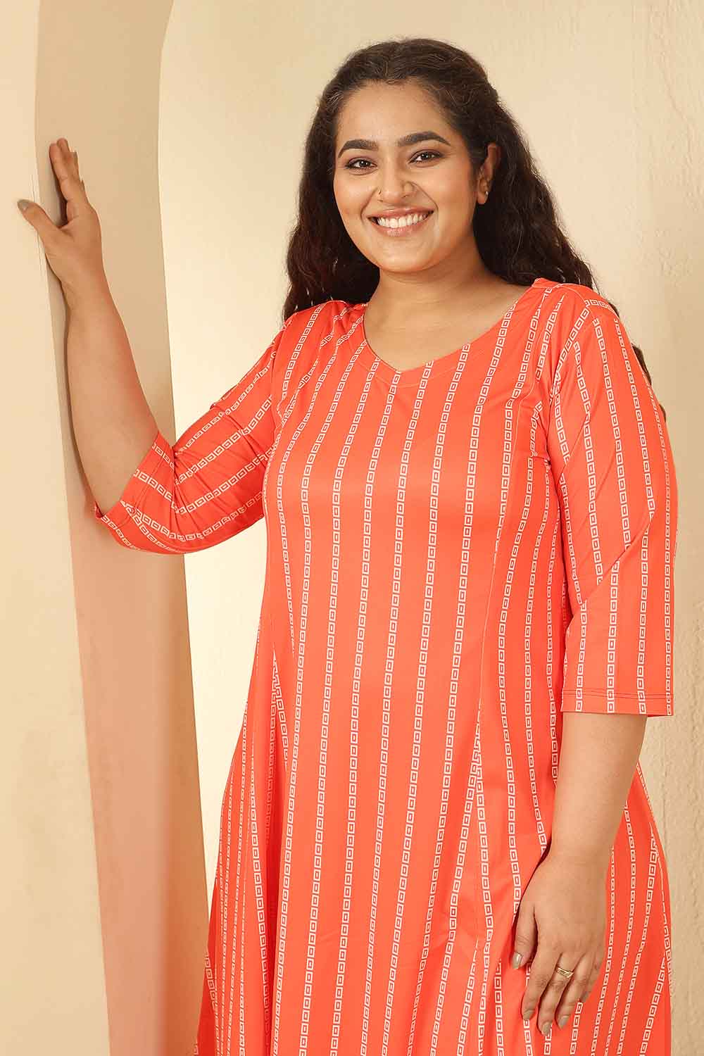 Plus Size Red Stripes A Line Dress