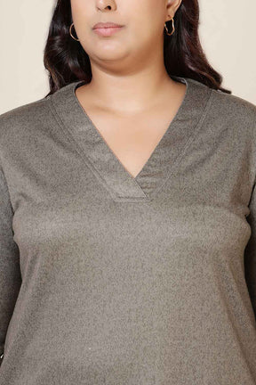 Plus Size Olive Green SnugWeave™ V Neck Top