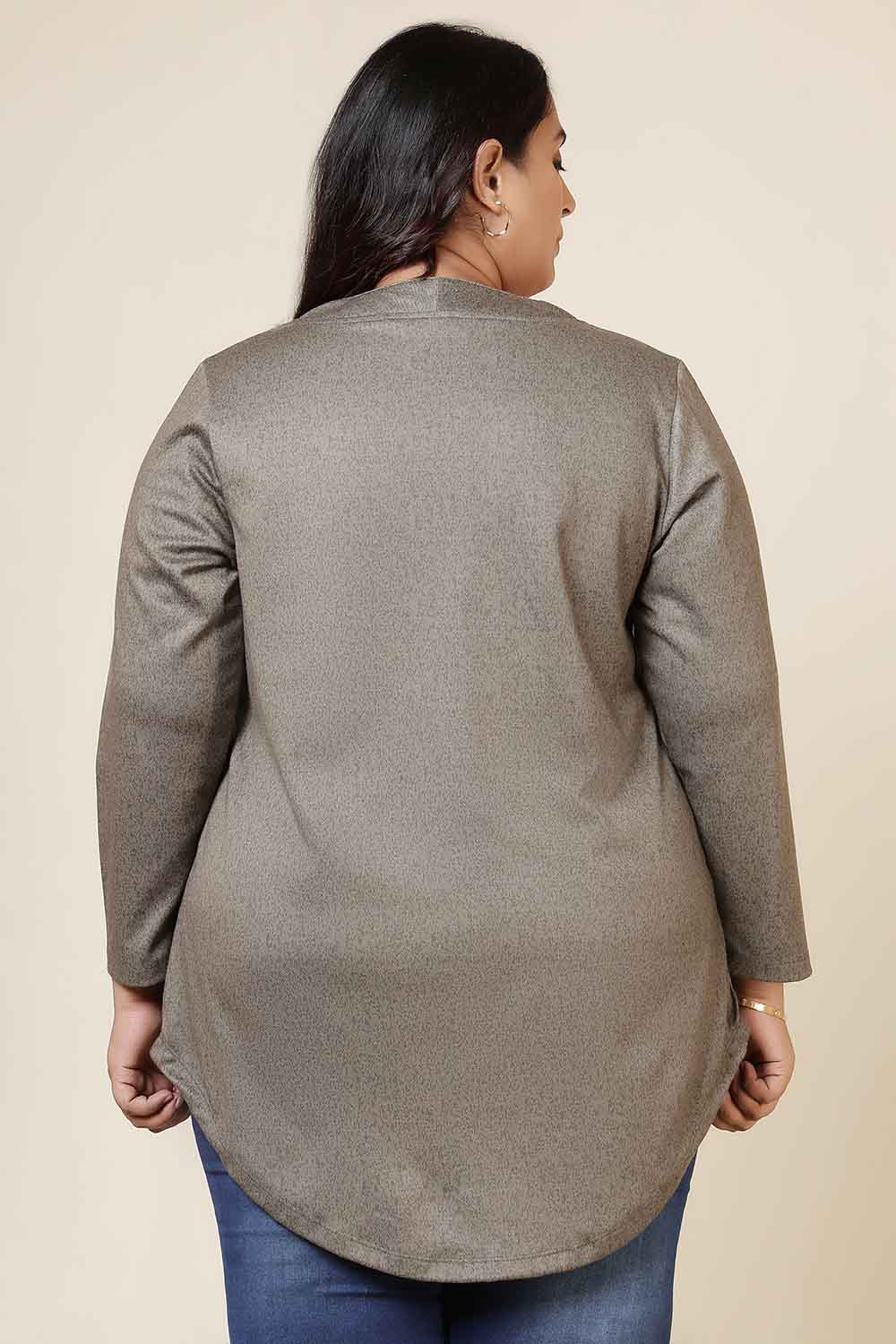 Plus Size Olive Green SnugWeave™ V Neck Top