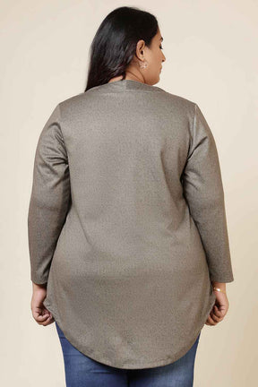 Plus Size Olive Green SnugWeave™ V Neck Top