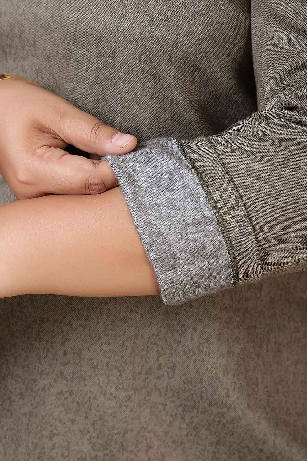 Comfortable Plus Size Olive Green SnugWeave™ V Neck Top