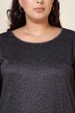 Plus Size Charcoal Grey Round Neck SnugWeave™ Winter Kurta