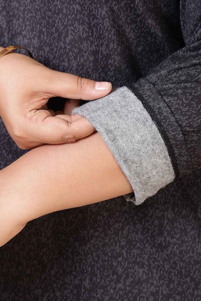 Plus Size Charcoal Grey Round Neck SnugWeave™ Winter Kurta