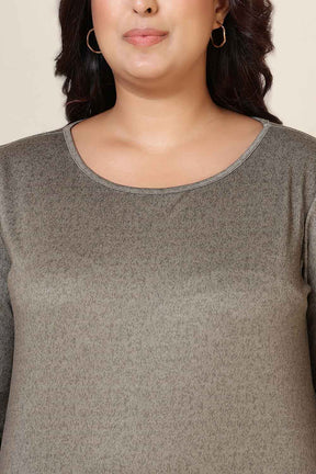 Plus Size Olive Green Round Neck SnugWeave™ Winter Kurta