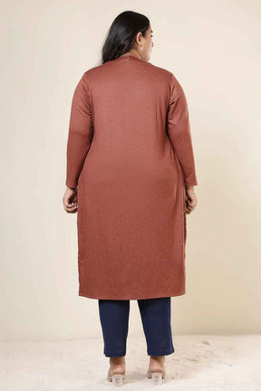Plus Size Rust V Neck SnugWeave™ Kurta
