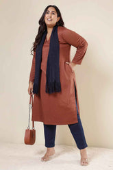 Plus Size Rust V Neck SnugWeave™ Kurta