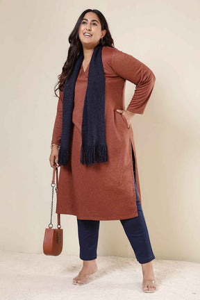 Plus Size Rust V Neck SnugWeave™ Kurta