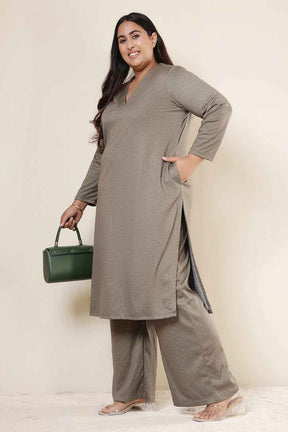 Plus Size Olive Green SnugWeave™ Kurta Coord Set
