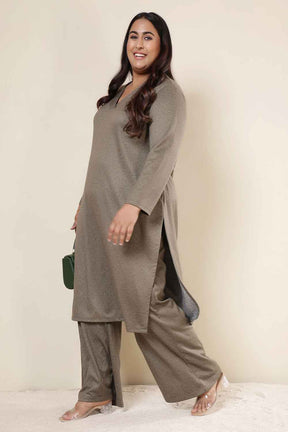 Plus Size Olive Green SnugWeave™ Kurta Coord Set
