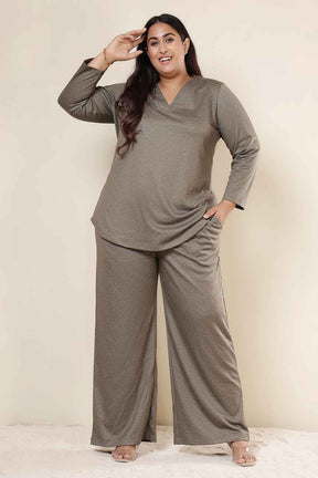 Plus Size Olive Green SnugWeave™ Winter Top Coord Set