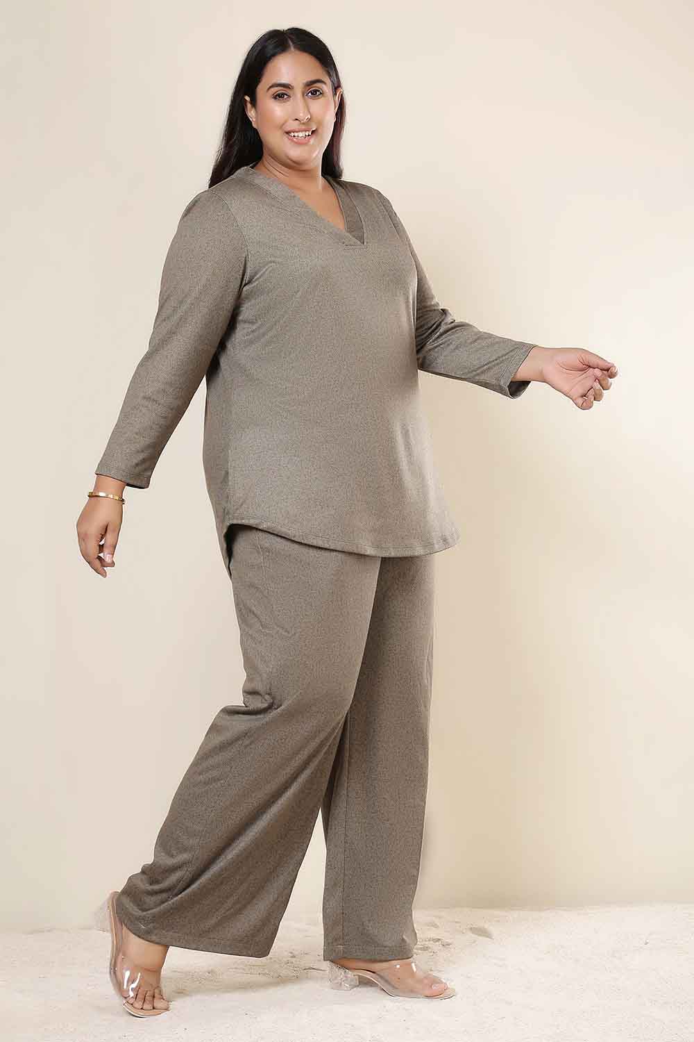 Plus Size Plus Size Olive Green SnugWeave™ Winter Top Coord Set