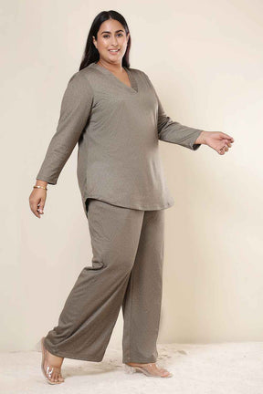 Plus Size Olive Green SnugWeave™ Winter Top Coord Set