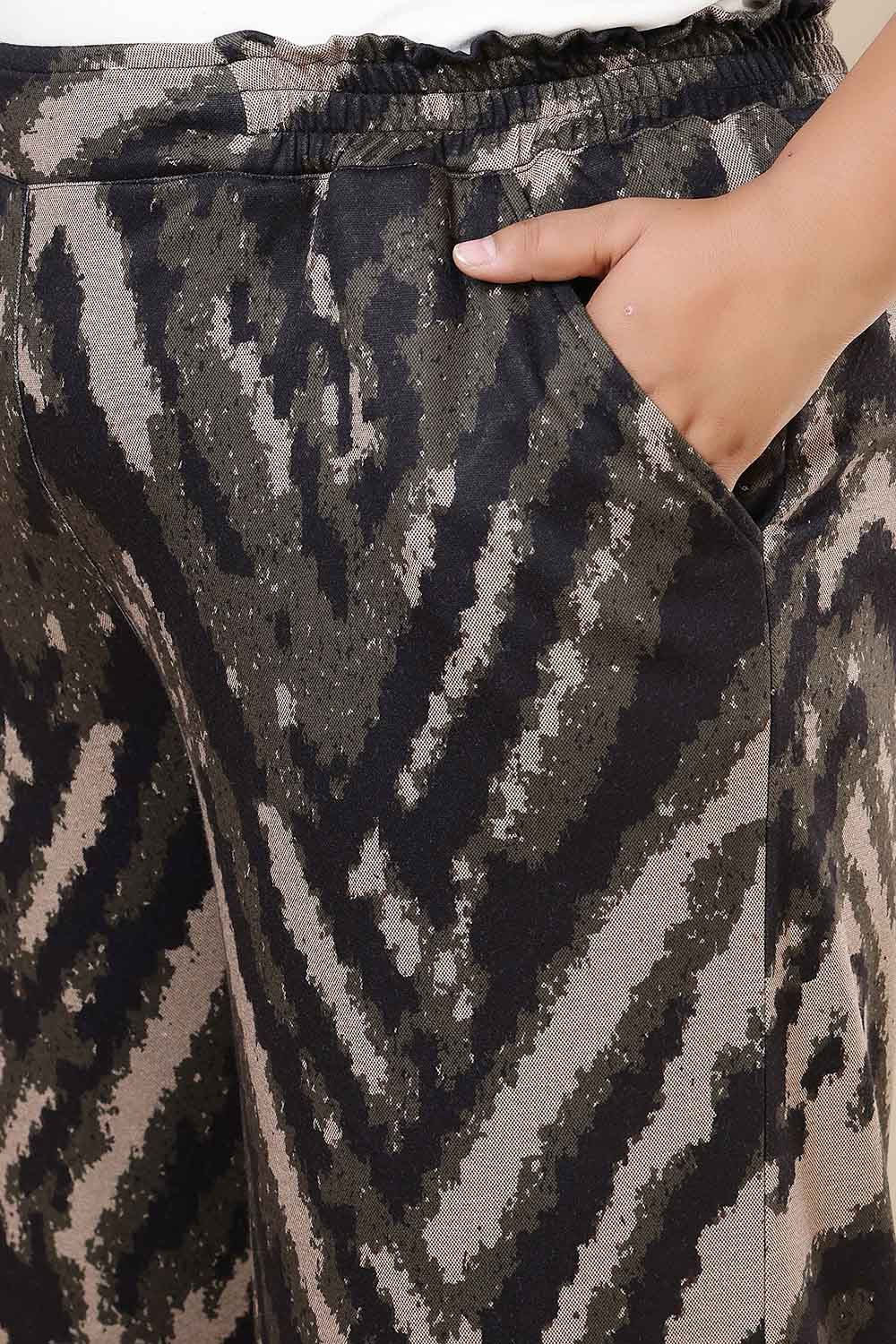 Plus Size Black & Beige Abstract Top SnugWeave™ Winter Coord Set