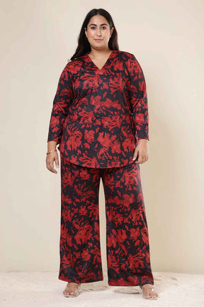 Plus Size Red Floral Top SnugWeave™ Coord Set