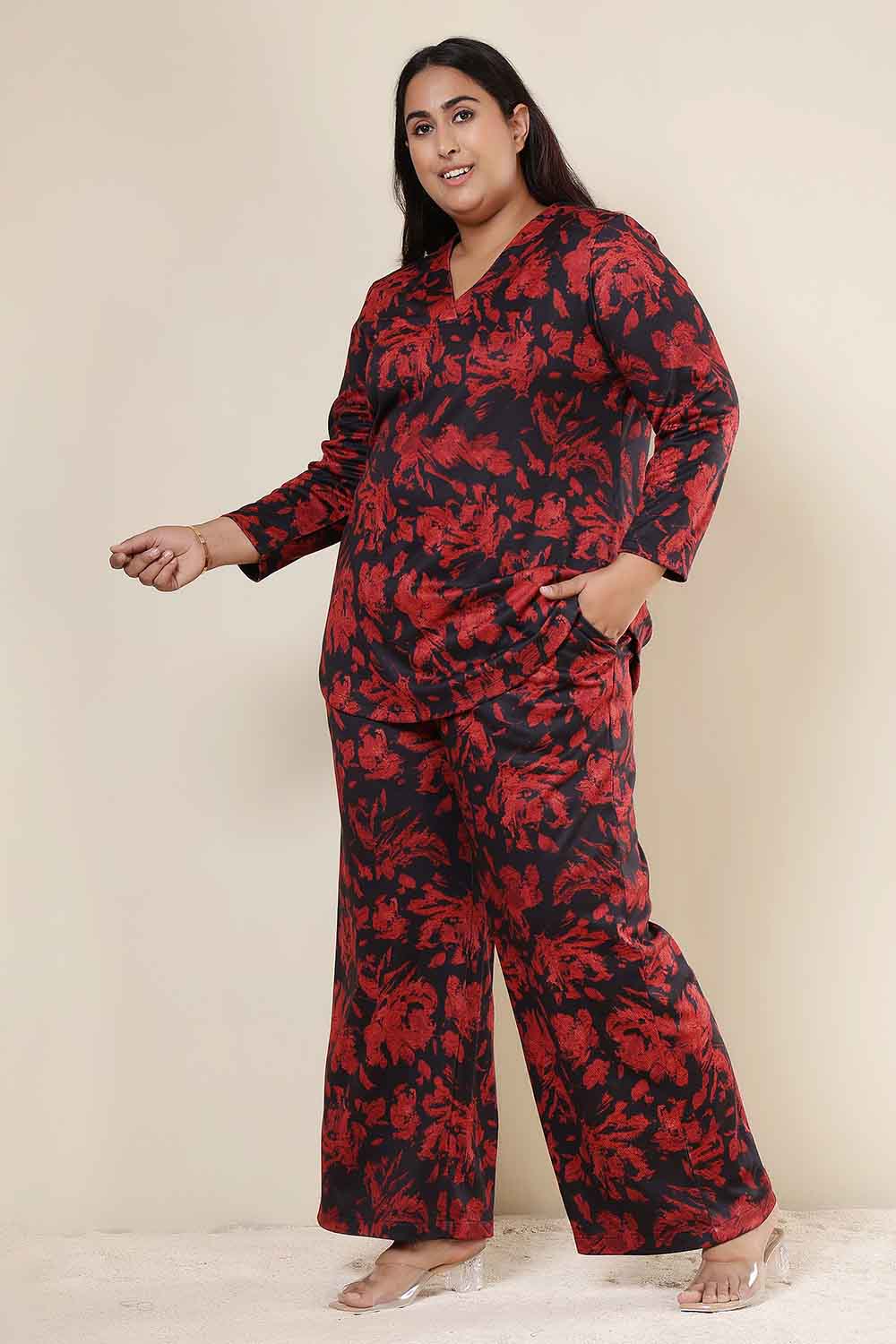 Plus Size Plus Size Red Floral Top SnugWeave™ Coord Set