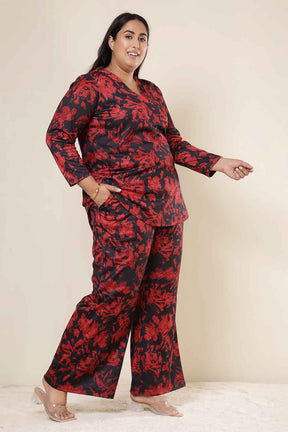 Plus Size Red Floral Top SnugWeave™ Coord Set