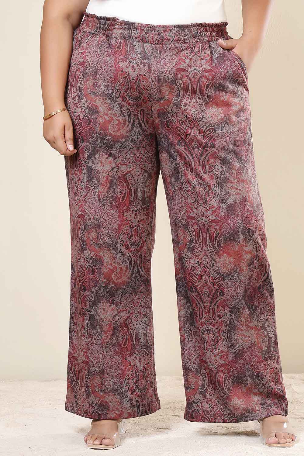 Plus Size Maroon Paisley SnugWeave™ Top Coord Set