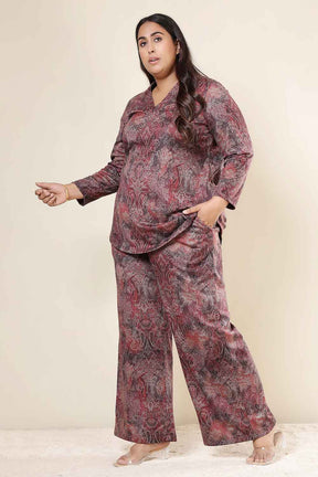 Plus Size Maroon Paisley SnugWeave™ Top Coord Set