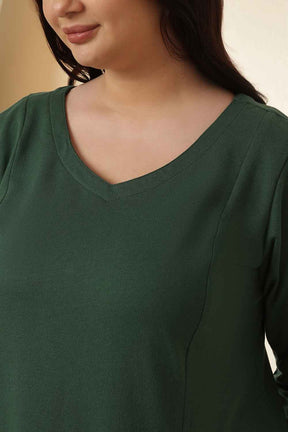 Plus Size Green  A-Line Cotton Dress